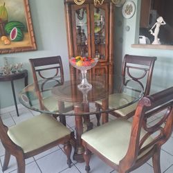 Wood Dining Room  with  Display Armoire