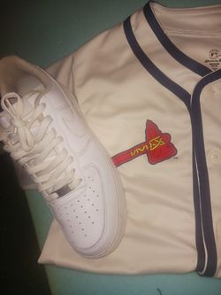 White Air Force 1's Size:10..... Comes With ATL JERSEY 
