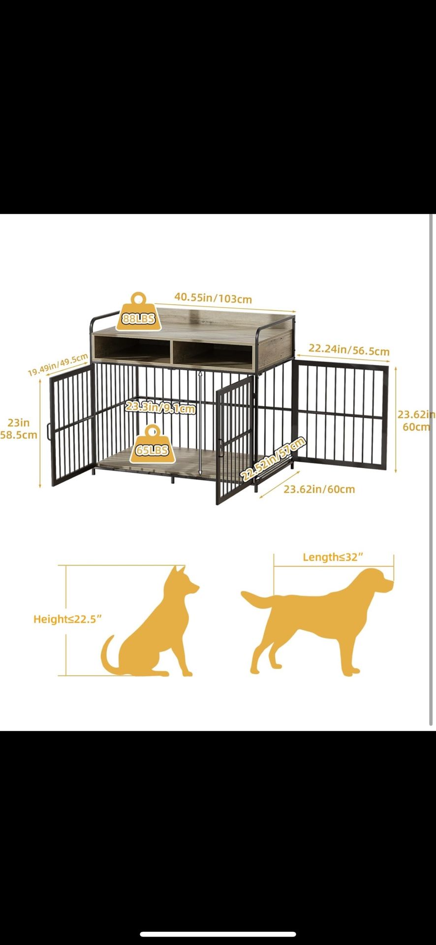 New 40 inch dog crate with 2 drawers