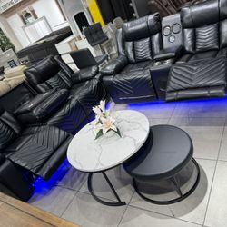 Power Recliner Sofa Set With Bluetooth And Speakers 🔊🔥