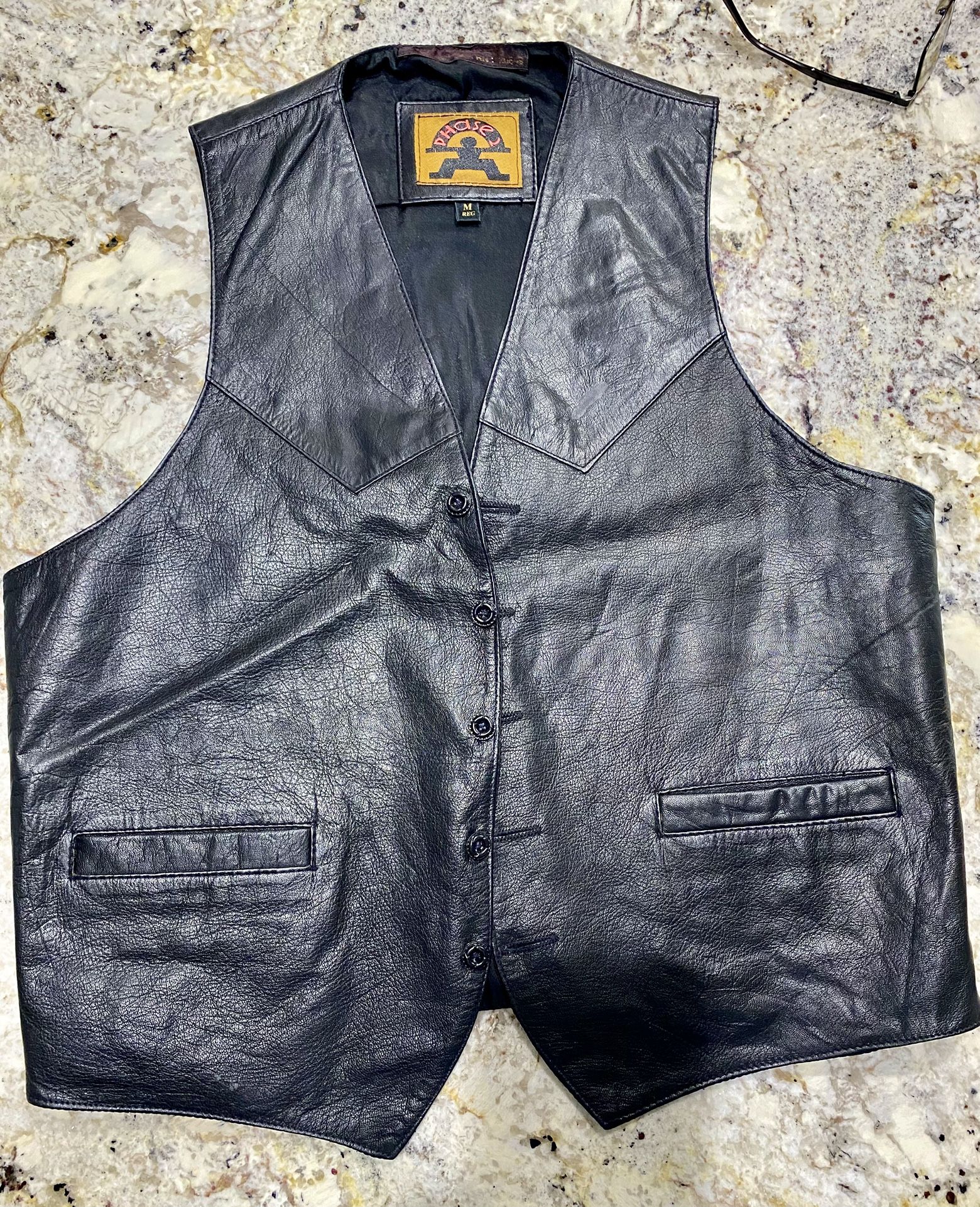 Black Leather Vest, Size M —$10