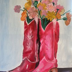 Original Oil Painting - Spring Boots 