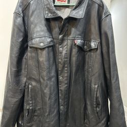 Vintage Y2K Levi's Red Tab Black Bovine Cow Leather Jacket Size 2 large  Flaws  Please look at pictures closely  Leather damage