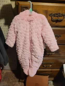 6-9 Months Heart Fuzzy Sweater Suit With Hoodie