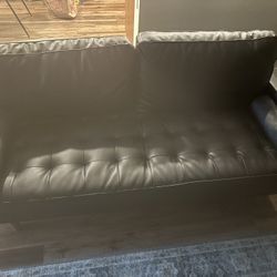 Wayfair Connie Black Vegan Leather Sofa 