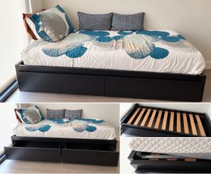 IKEA FLEKKE Daybed + 2 Mattresses + Bedding – Converts to Double/King-Style Bed
