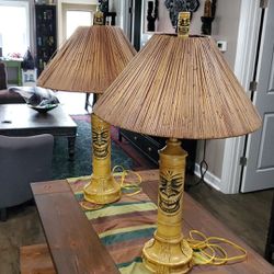 Vintage Tiki lamps SOLD AS PAIR shades not included 