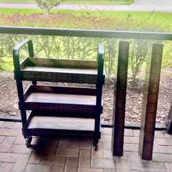 Wooden bar cart & matching shelves