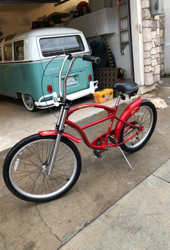 candy apple red beach cruiser