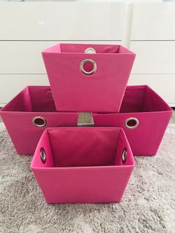 Pink storage boxes x 4