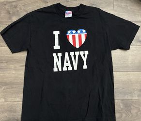 Vintage USA I Love Navy T-shirt US Naval Academy  Made In USA Large Military 90s