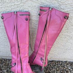 Pink Knee High Boots 