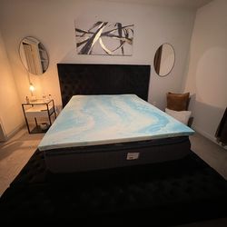 Black Queen Velvet Bed with storage