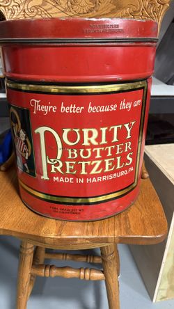 Antique PURITY BUTTER brand Pretzel Tin