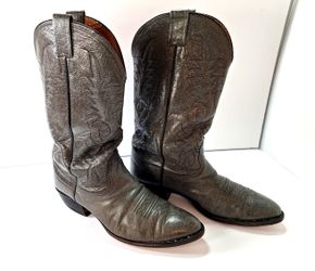 Nocona Rare Vintage Gray Full Kangaroo Cowboy Boots Y2K 90s Country Rodeo Core