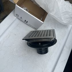 Square Shower Floor Drain 6" Brushed Satin Nickel