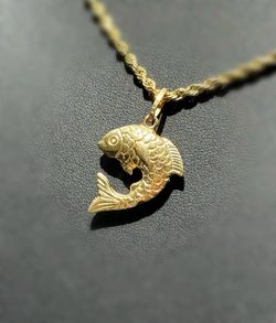 14k hollow yellow gold Fish 🐟 Pendant charm