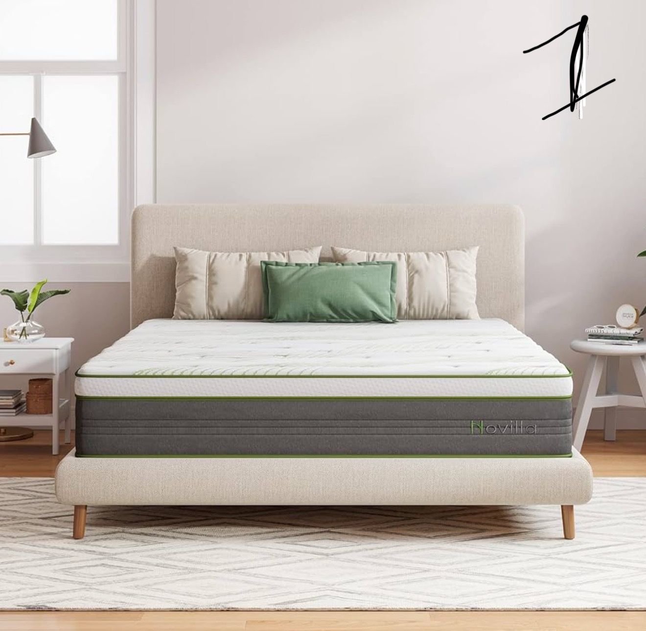 Novilla 12 Inch King Memory Foam Hybrid Mattress