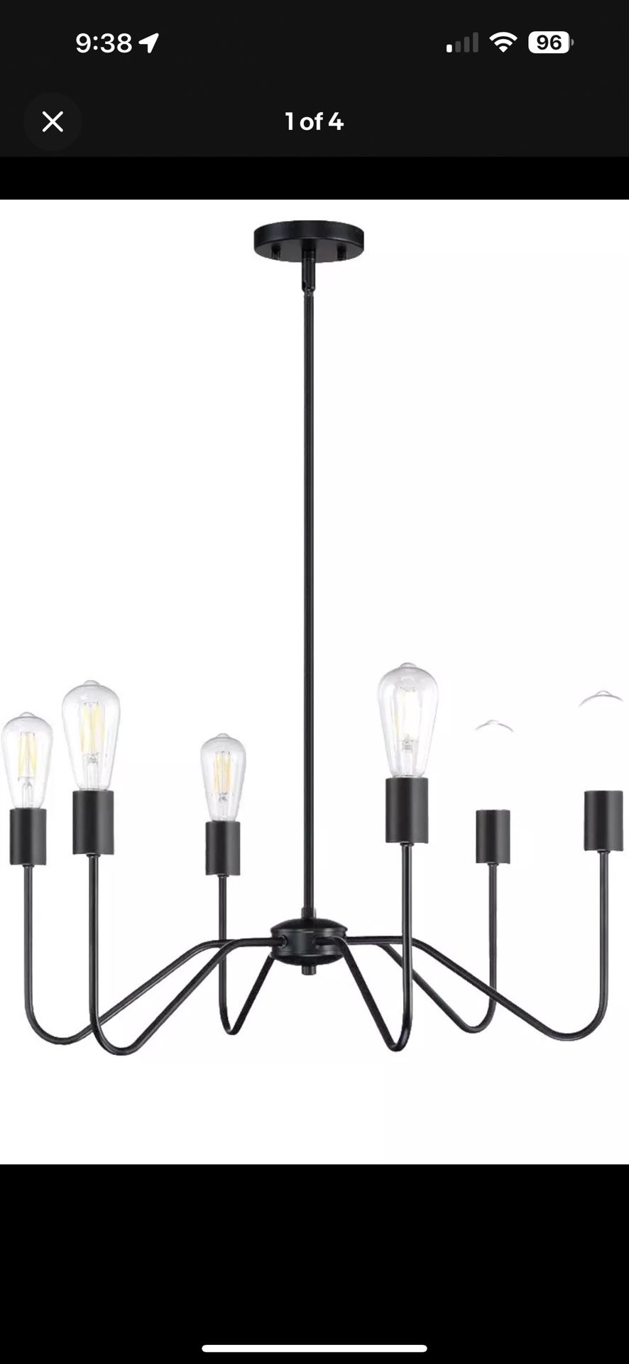 6 Light Linear Rod Chandelier Lighting Fixture