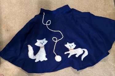 Halloween Costume Childs Navy Felt Poodle Skirt (Cats)