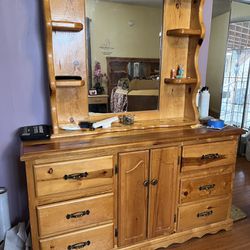 Queen Headboard And Matching Dresser With Mirror 