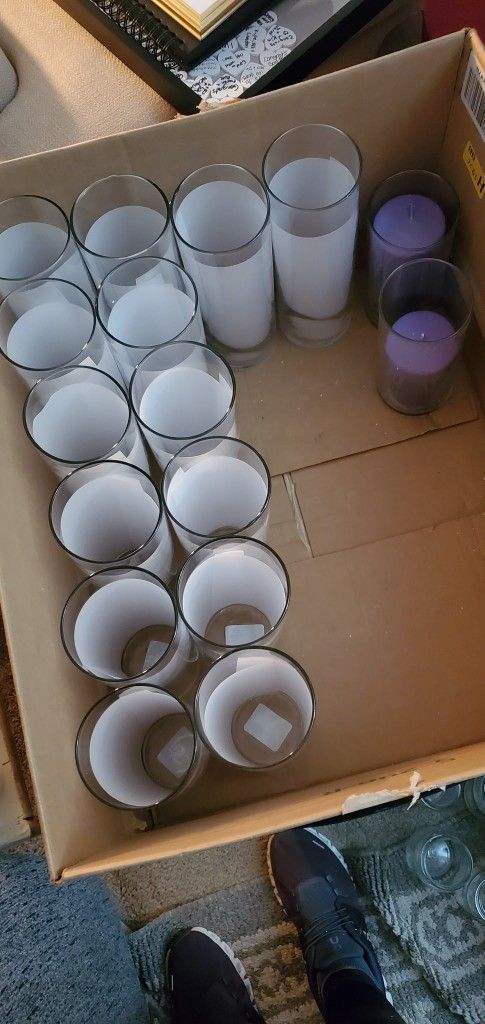Glass Hurricanes/Large Votives - 14 Total (Wedding Decor)