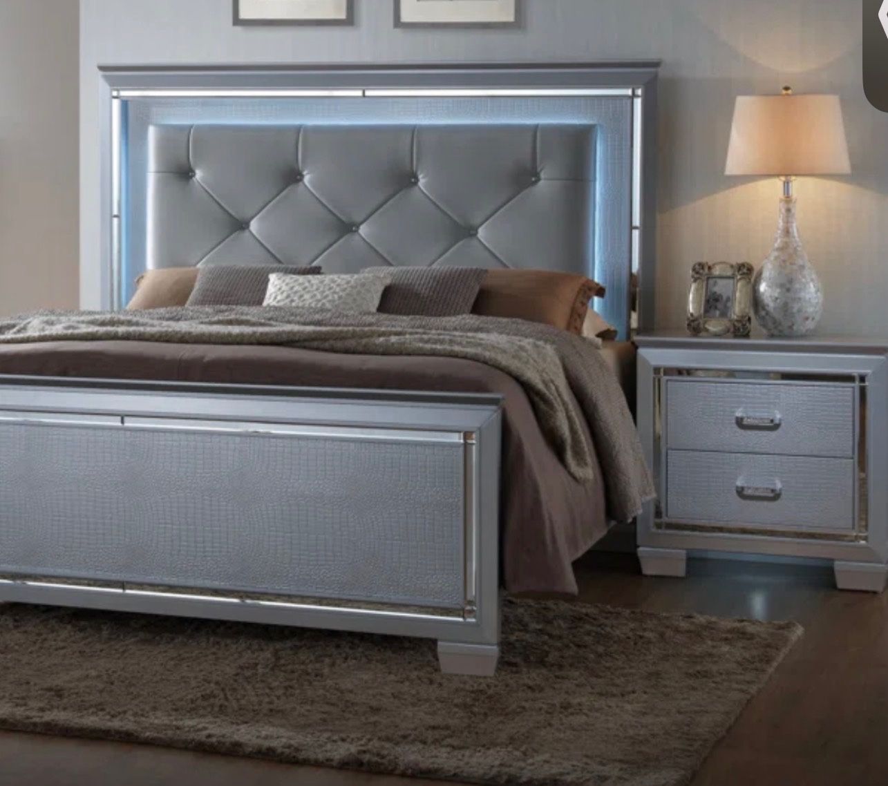 Queen Size Bed frame With Night Stand