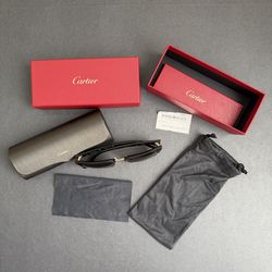 Authentic Cartier Black Square Acetate Metal Frame Sunglasses