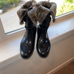 Faux Fur Rain Boots