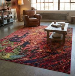 7' 10 x 10' Washable Colorful Haerfest Rug