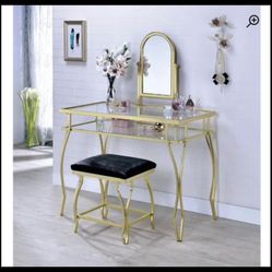 Gold Vanity With Stool