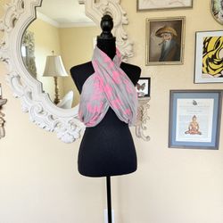 Miel Pink And Gray Sarong Scarf Shawl Throw