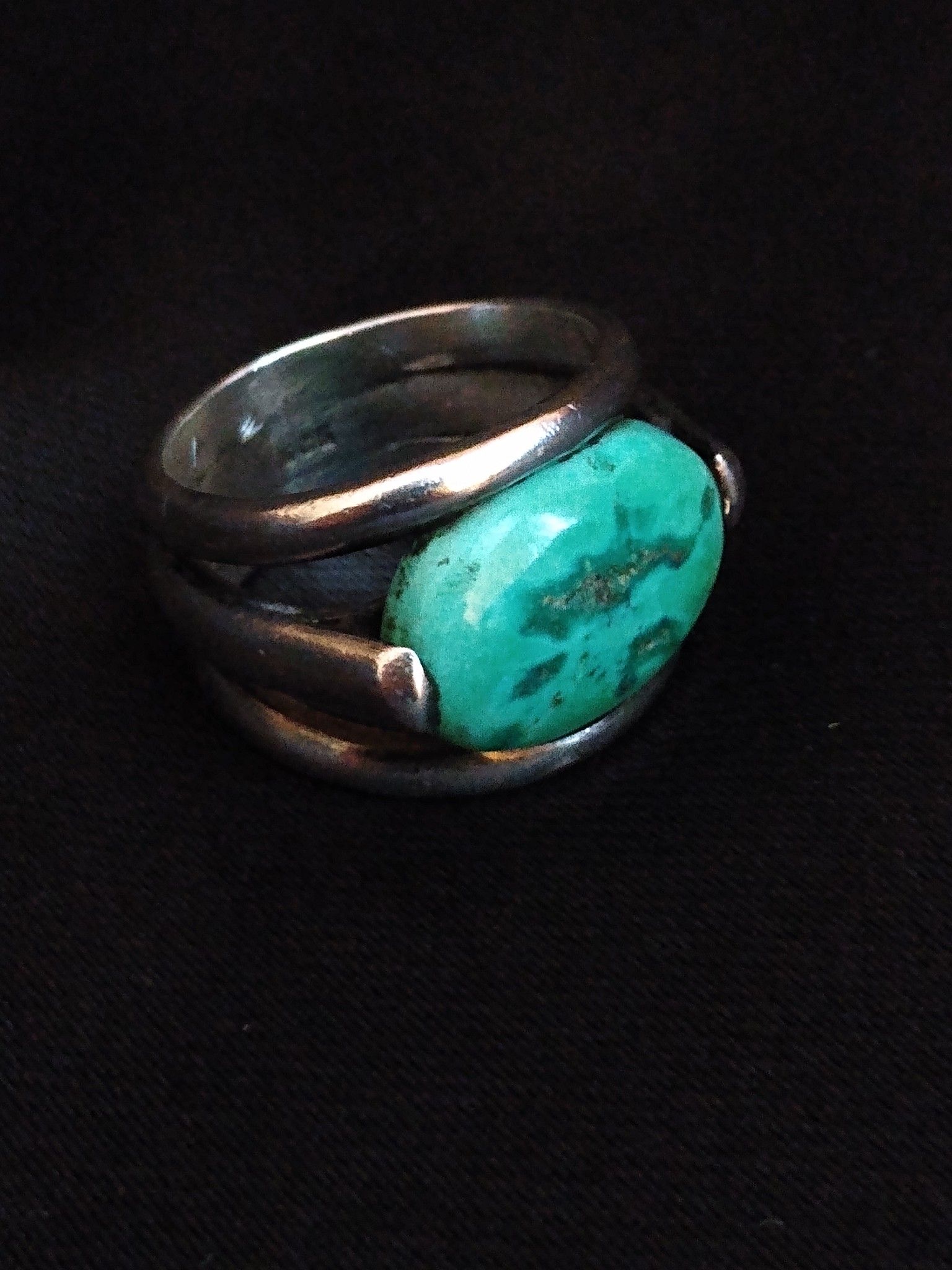 Seafoam green and blue natural turquoise sterling silver ring (size 10.25 unisex)