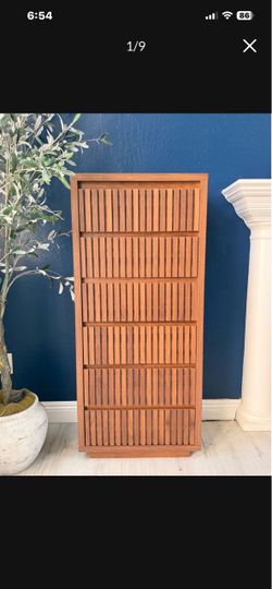 Fluted Tall 6 Drawer Dresser, Mid Century Dresser for Bedroom, 45 Inch Wood Chest of Drawers, Modern Closet Clothes Organizer, Walnut Wooden Storage