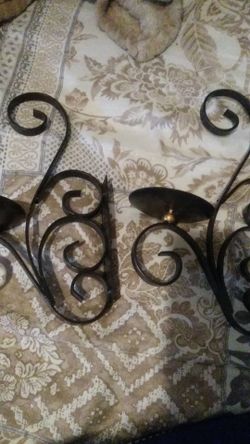 2 matching candle holders