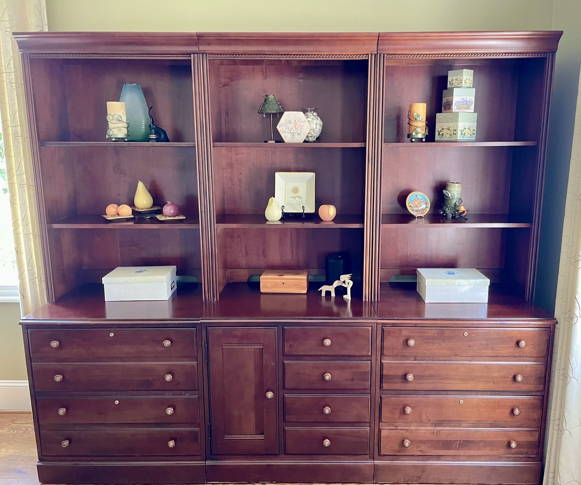 Ethan Allen Solid Cherry Office Wall Units