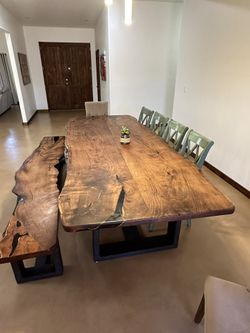 Custom Mesquite Dining Table & Matching Bench
