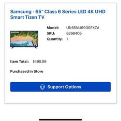 Samsung-65” Class 6 Series LED 4K UHD Smart Tizen TV