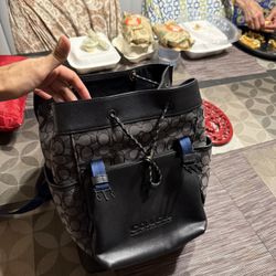 Coach League Flap Backpack in Signature Jacquard, NEW