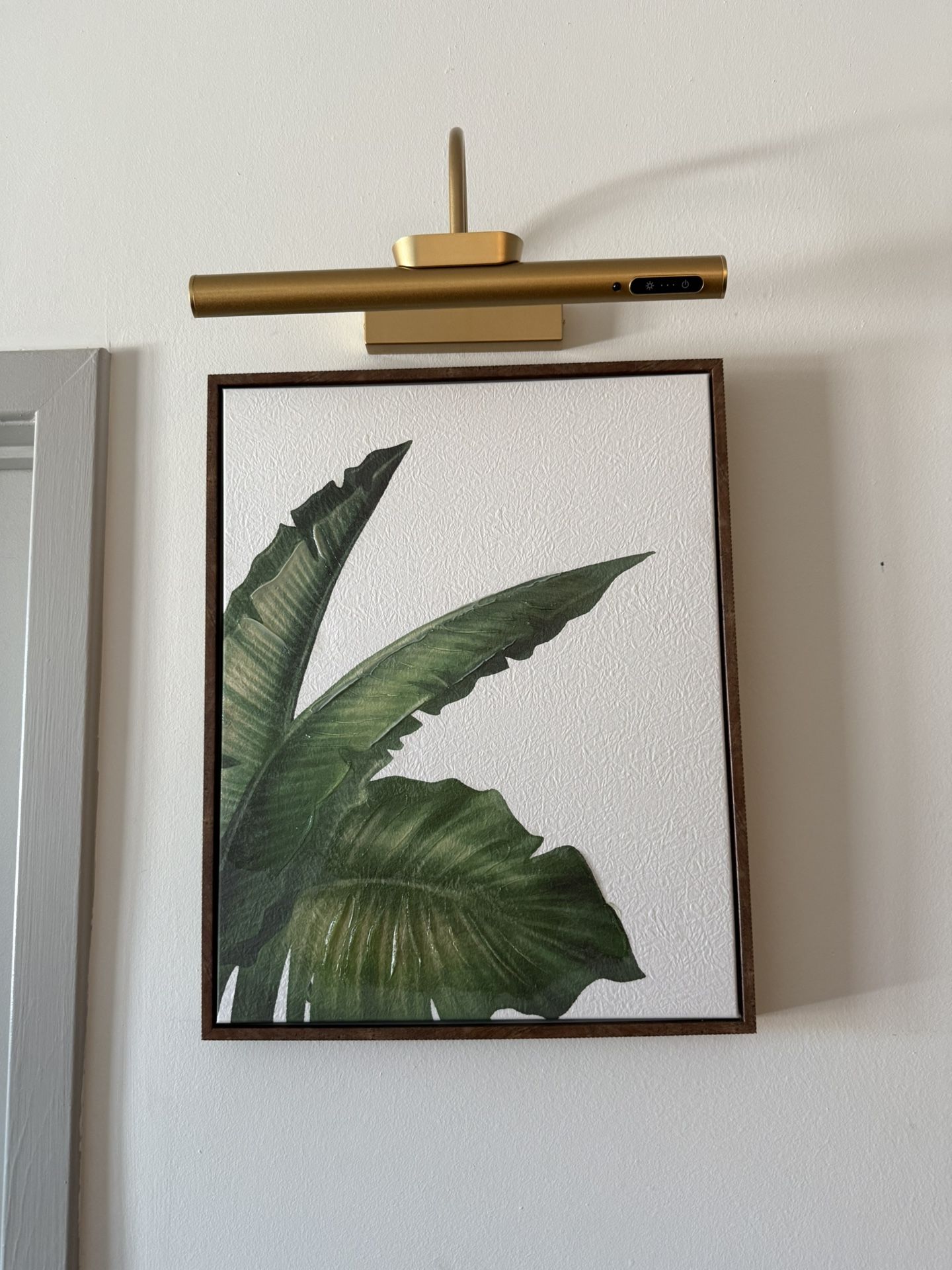 Botanical Wall Art + Gold Wall Light — $50 Each