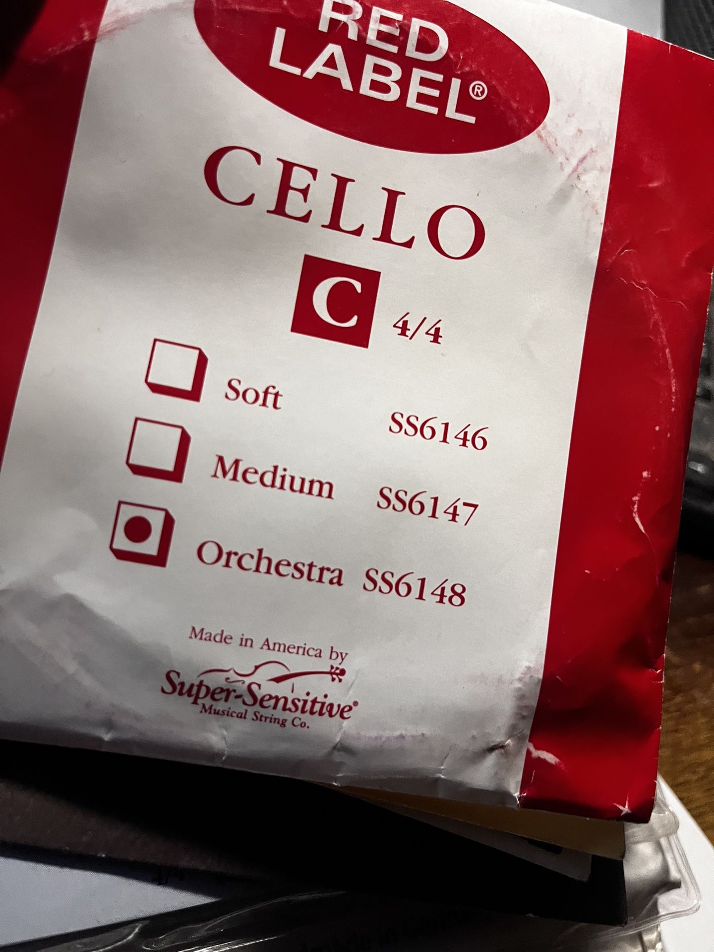 Super Sensitive Red label 4/4 Cello C String New 