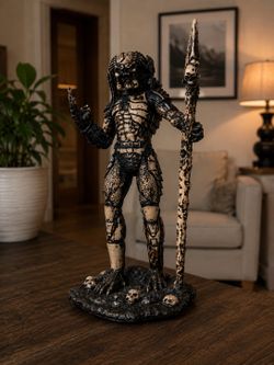 Predator Resin Sculpture with Real Cow Bone