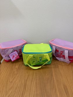 Trader Joe’s Mini Insulated Tote Bags – Set of 3 (Lavender/Pink x2, Lime Green x1)