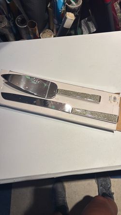 Z Gallerie wedding cake knife and serving spoon.