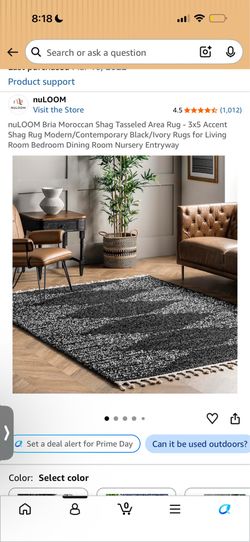 nuLOOM Bria Moroccan Shag Tassel Area Rug 3’ x 5’ Black/Ivory