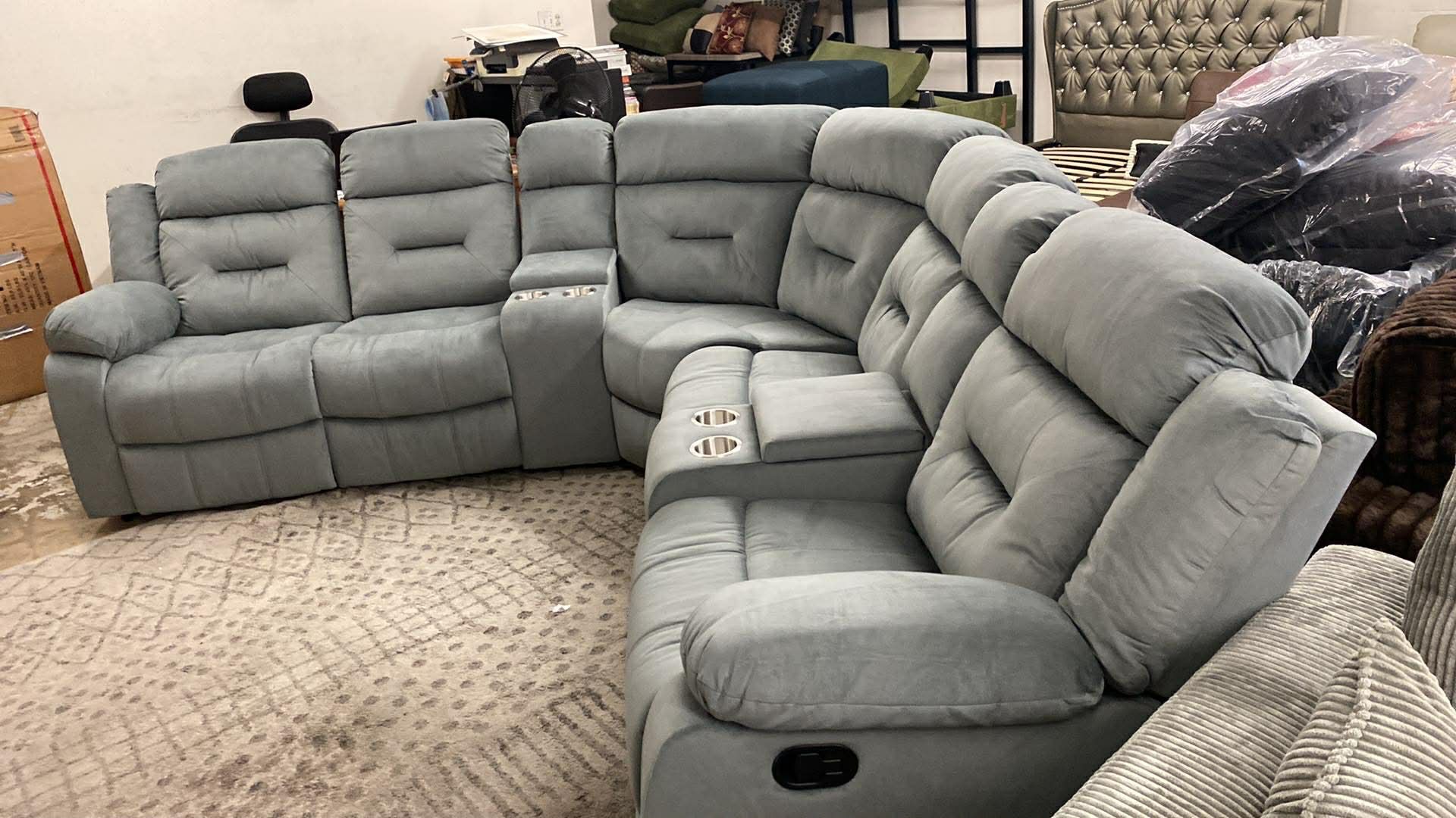 New Velvet Recliner Sectional Couch with 2  Consoles! Free Delivery 🚚! 