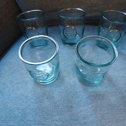 100% Recycled Glass Embossed Blue Tumblers