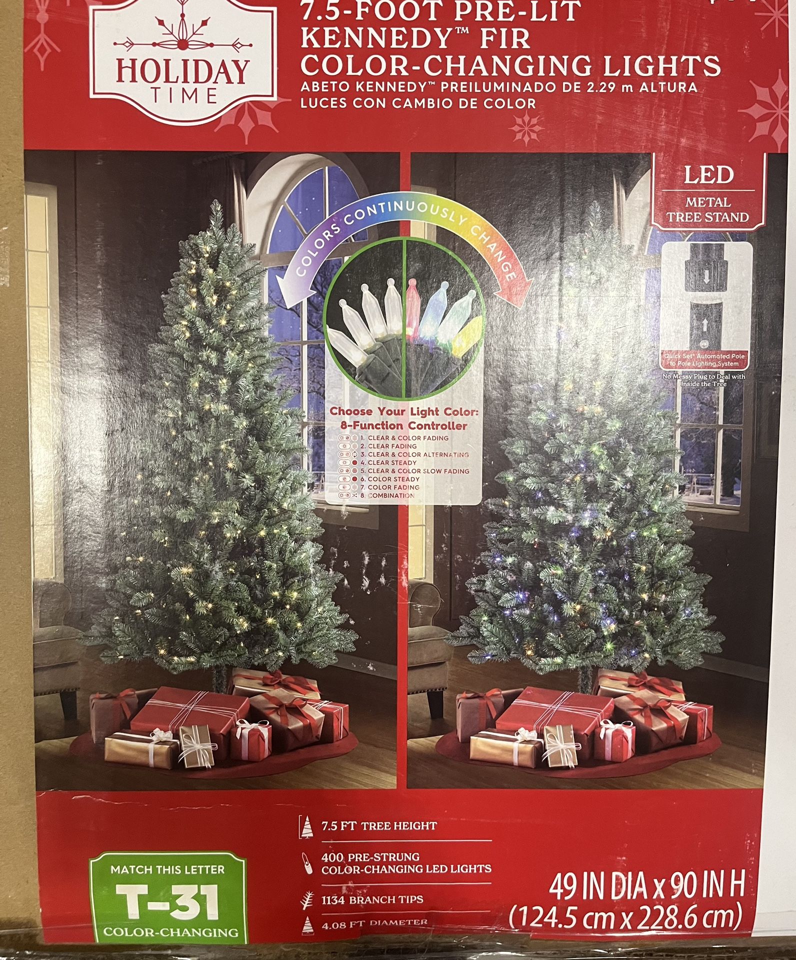 7.5 FT PRE-LIT COLOR-CHANGING LIGHTS Christmas Tree 