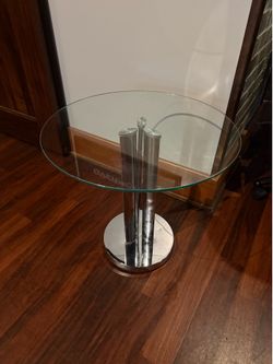 23" glass side table