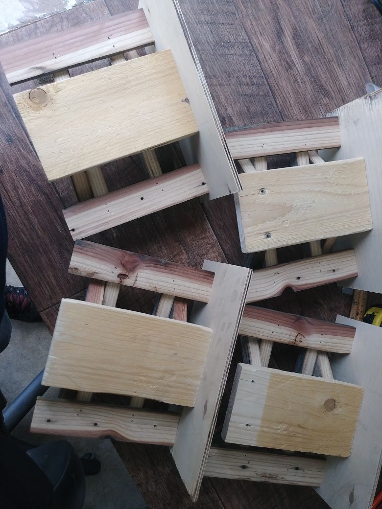 Rustic squirrel picnic tables